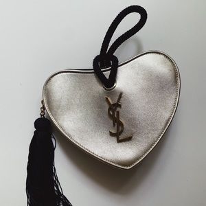 YSL Saint Laurent Sac Coeur Heart Calf Clutch Bag